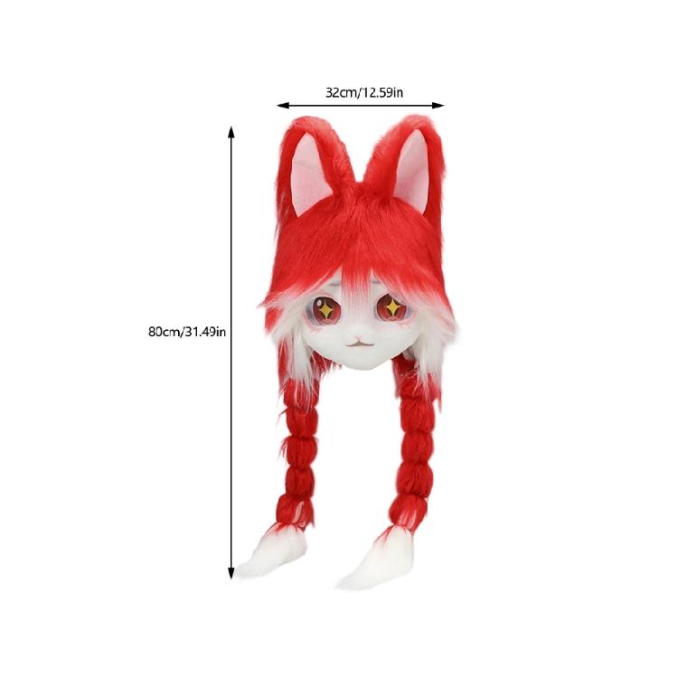 Animal Head Cats Fursuit Cut Mask Plush Cats Headgear Cats Costume for Halloween Masquerade Dress Up Cosplay Party