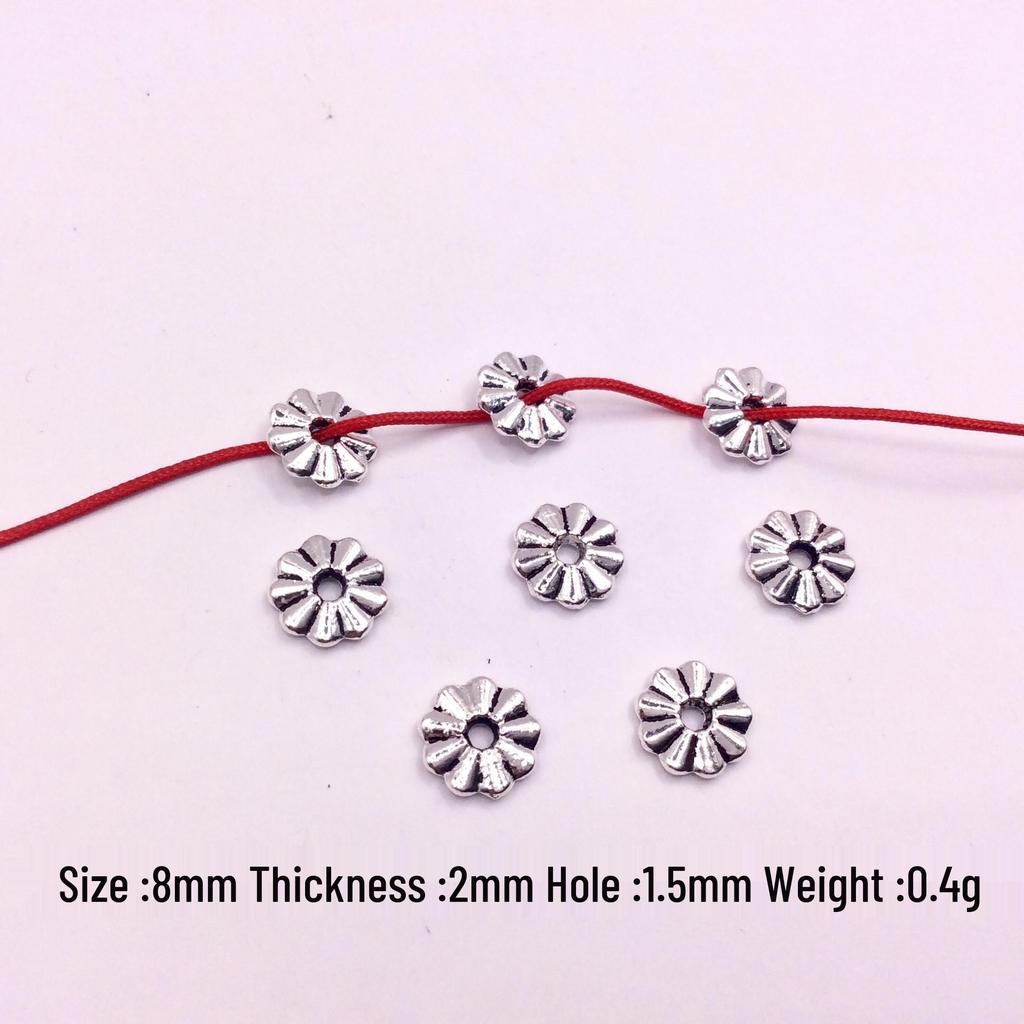 Tibetan Silver Flower Spacer Beads - 100pcs DIY Jewelry Accessories for Bracelets & Necklaces