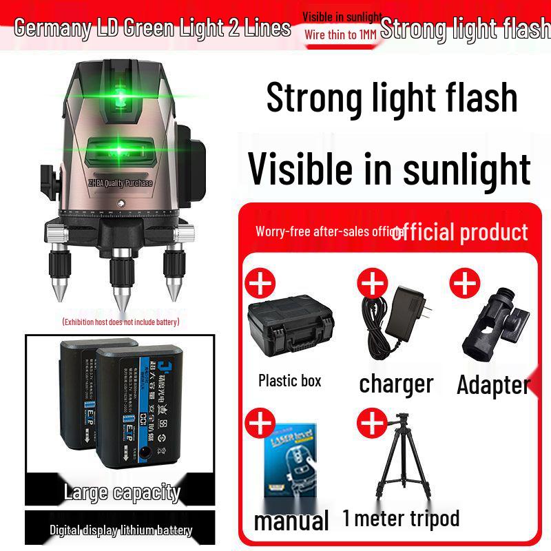 High-Precision Automatic Laser Level Tool with Green & Blue Light, 5-Line Infrared, Outdoor Use
