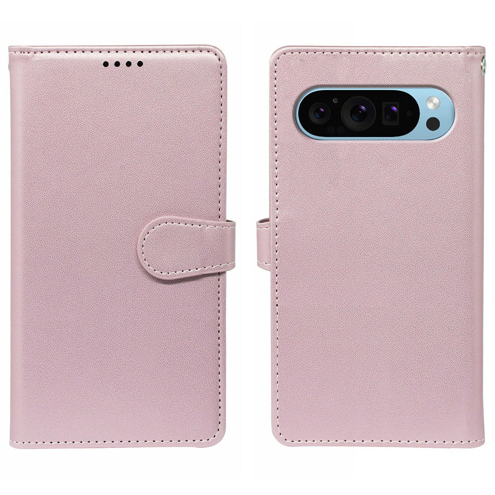 

Для Google Pixel 10 Pro/Pixel 10 Чохол з 9 відділеннями для карток Шкіряний чохол-підставка для телефону Rose Gold