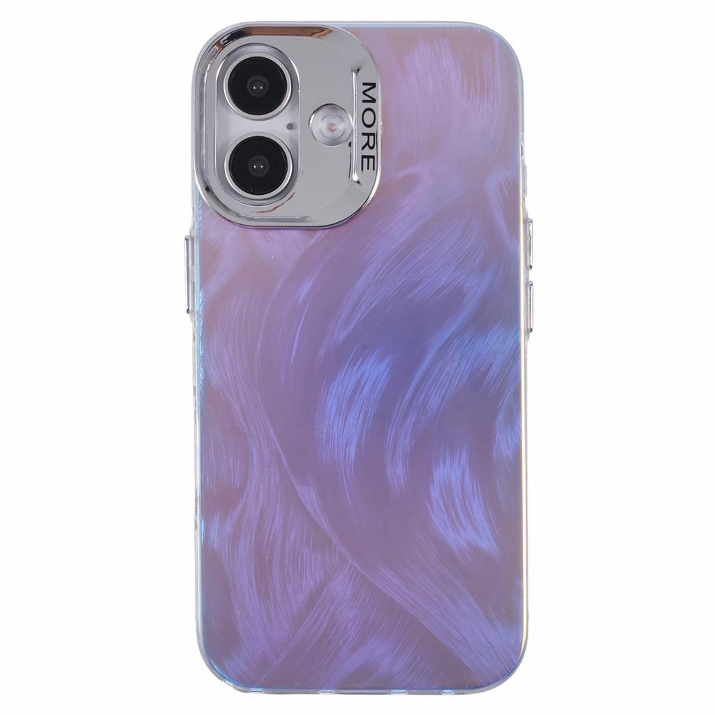 For iPhone 16 Case Silicone+PC IMD Laser Texture Matte Phone Cover