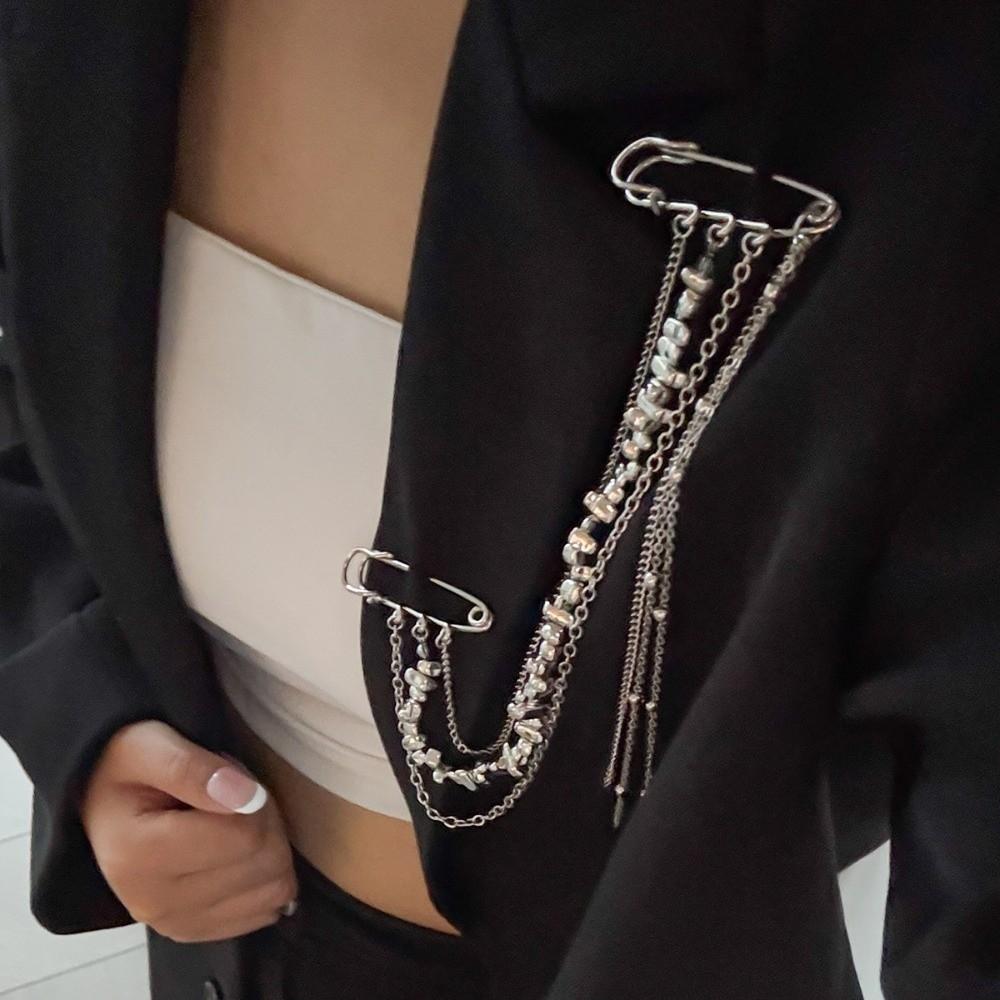 Chain Multi-Layer Brooch Clothes Accessories Hip Hop Brooch Clothes Decoration