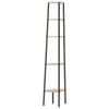 Corner Shelf with 5 Shelves Light Brown and Black 45.5 X 31.5 X 180 Cm