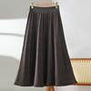 100% Pure Wool Women's Spring-Autumn Mid-Length High-Waisted Pleated A-Line Cashmere Knitted Umbrella Skirt