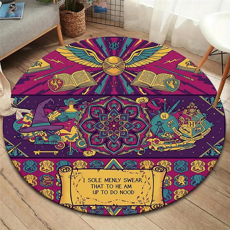 

Круглий килим Vortex Crossing Gate, Килимок для вітальні, спальні, біля дивана, дитячої кімнати, Нековзкий килимок для підлоги 80cmx80cm