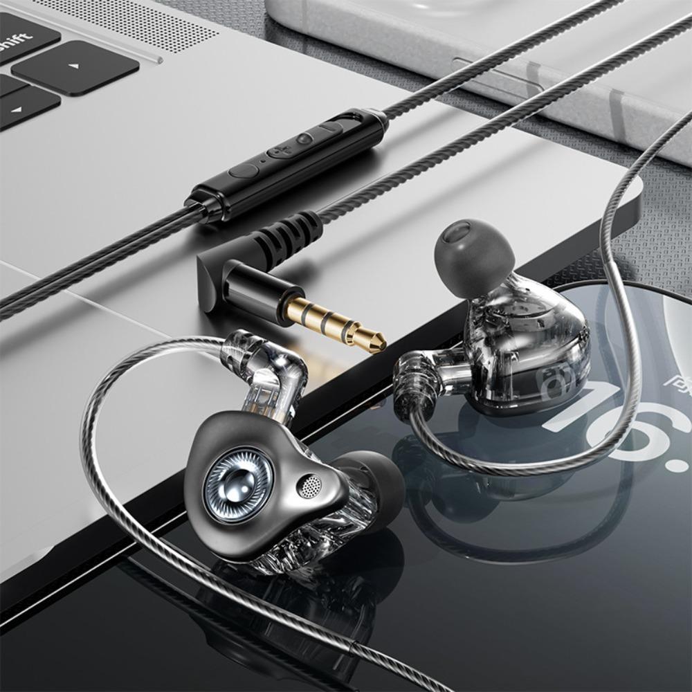 HiFi Stereo Pluggable Wired Earphone with Mic Wired Headset in Ear Earphones  Running