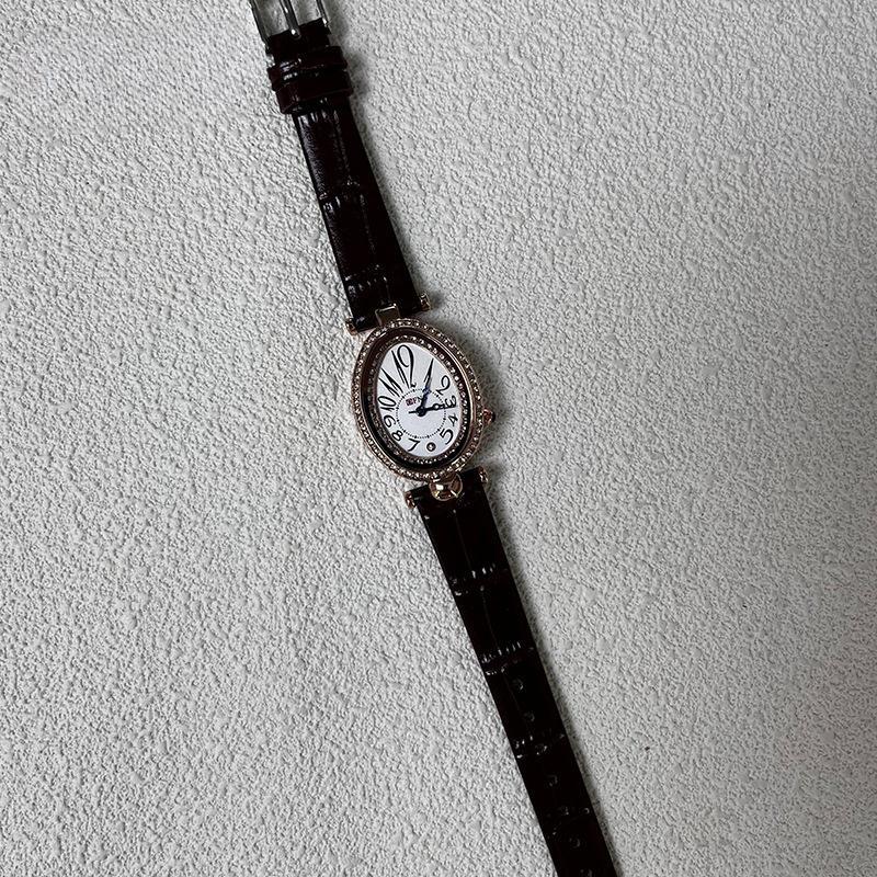 Orologio Tipo Goccia d'Acqua Retro Lusso Alto di Gamma Impermeabile al Quarzo Ovale Moda con Diamanti Incastonati da Donna