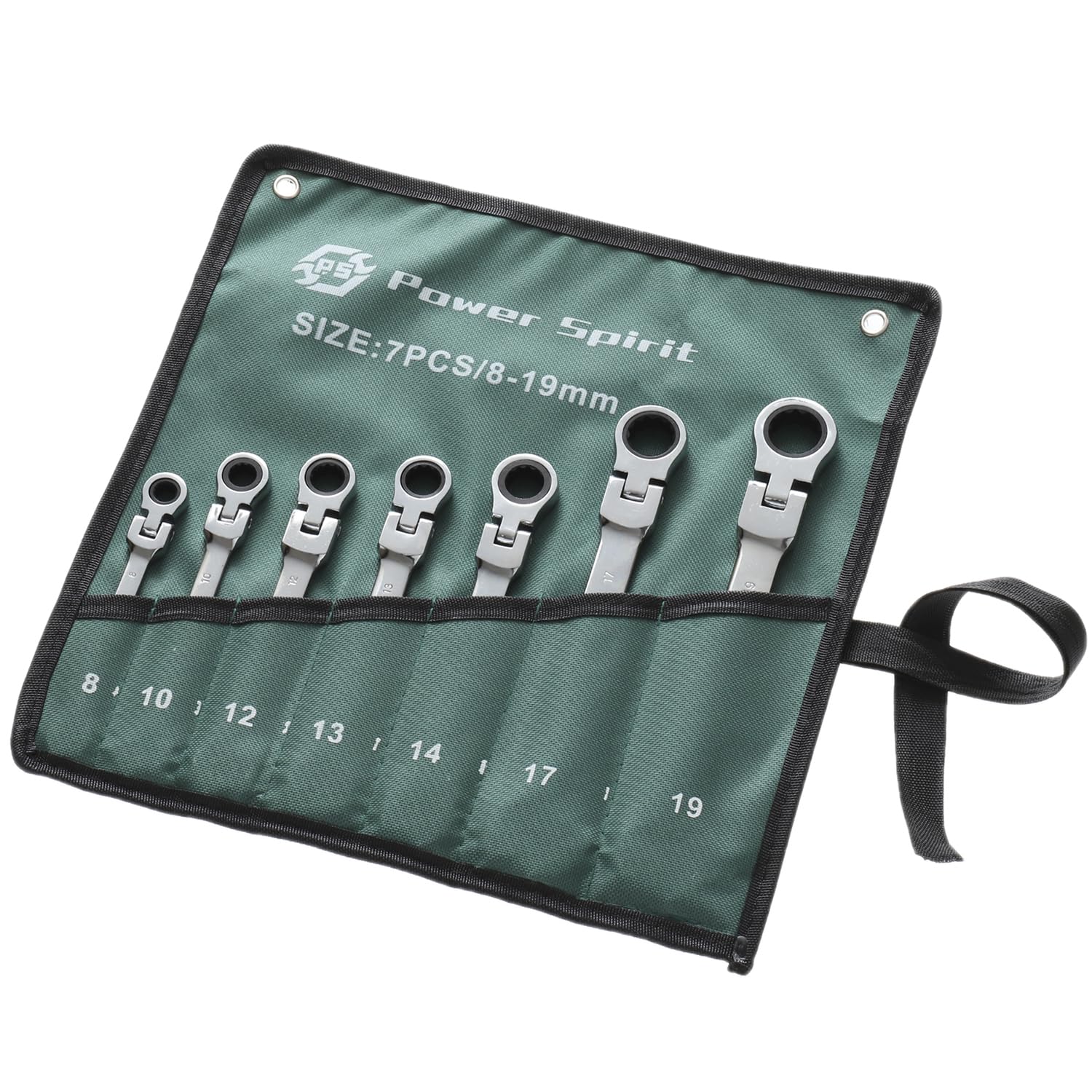 

Swivel Head Ratchet Wrench Set PSR1 [PowerSpirit] Set, 7-Piece зелений