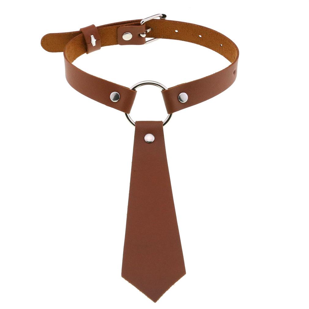 DIEZI Sexy Lignt Brown PU Leather Necklace Women Men New Harajuku Gothic Vintage Heart Chain Choker Statement Necklace Jewelry
