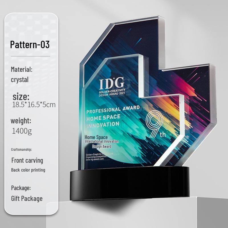 Custom Engraved Crystal Trophy: Creative High-End Round Plaque for Annual Meeting Awards and Souvenirs