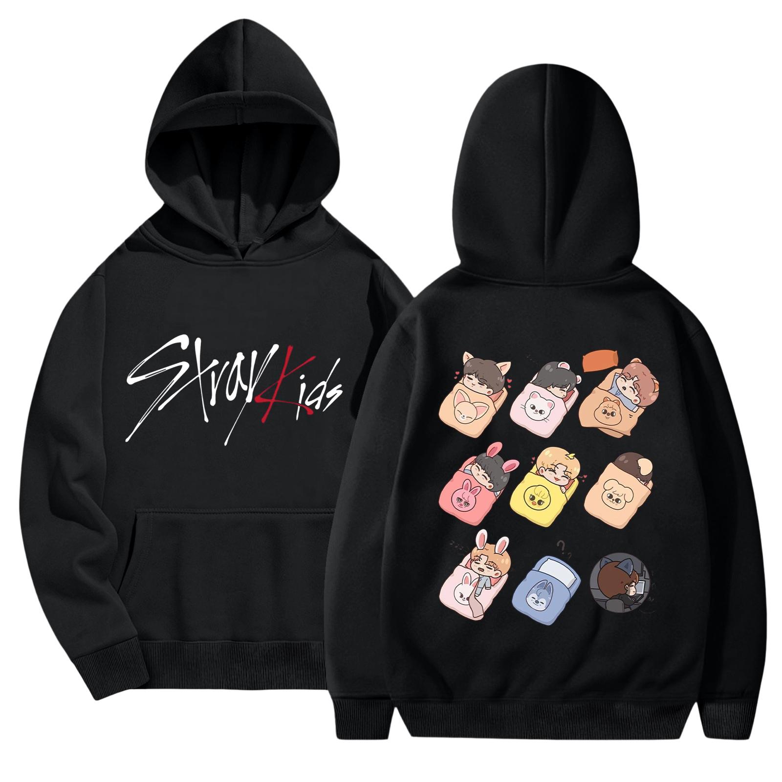 Unisex Fashionable Casual Long Sleeved Loose Printed Hooded Sweatshirt L