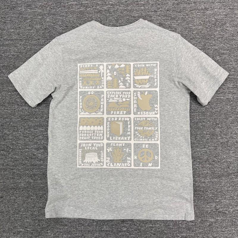 

Американская винтажная хлопковая футболка с узором для пар - Унисекс, с коротким рукавом XL серый