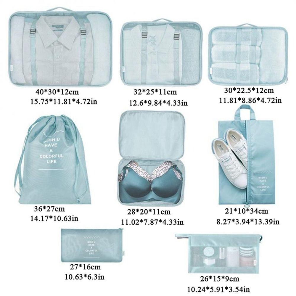 8 PCS/Set Large Capacity Travel Storage Bag Set Polyester Suitcase Organizer  Wardrobe