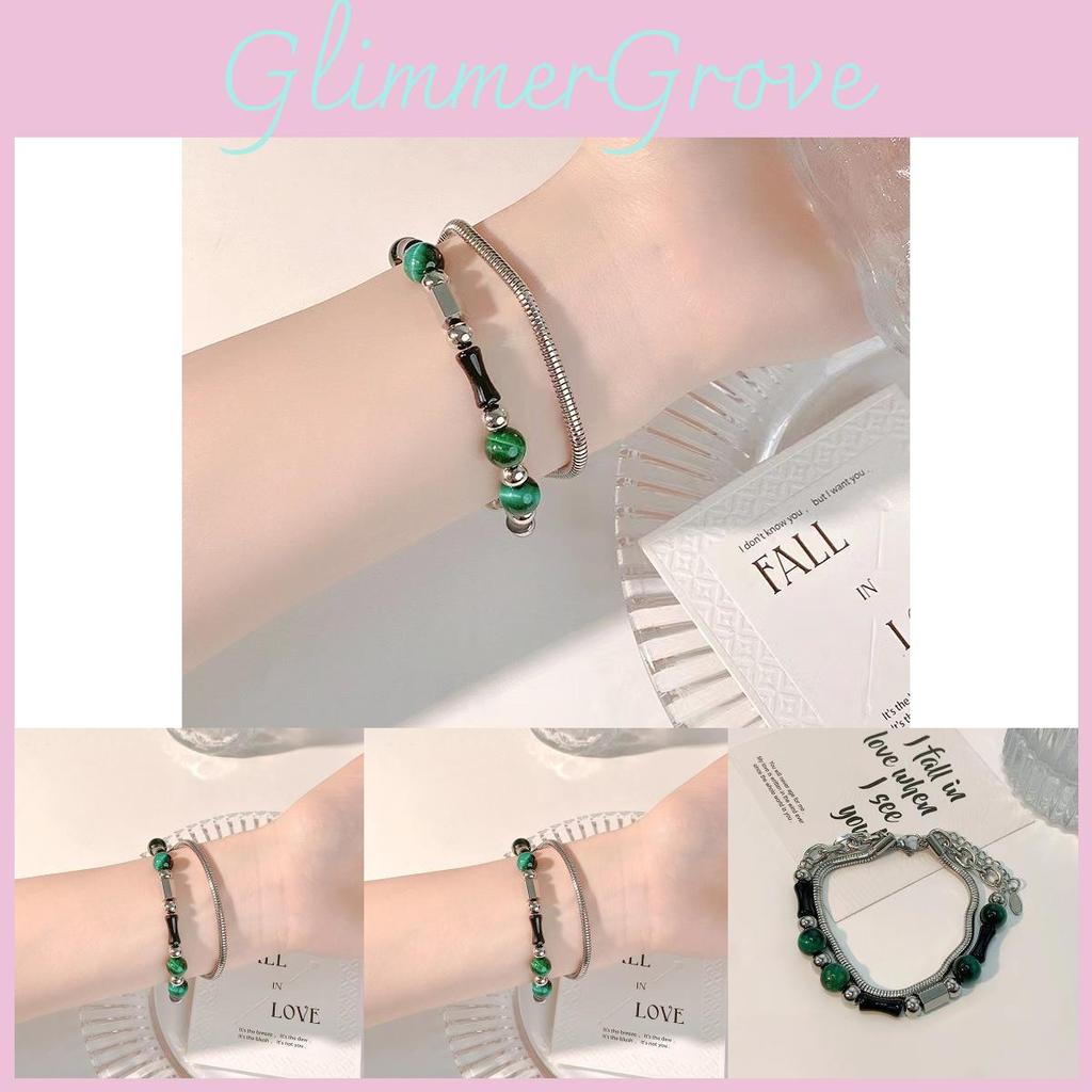 Trendy Titanium Steel Dual Layer Beaded Bracelet For Women Summer Fashion