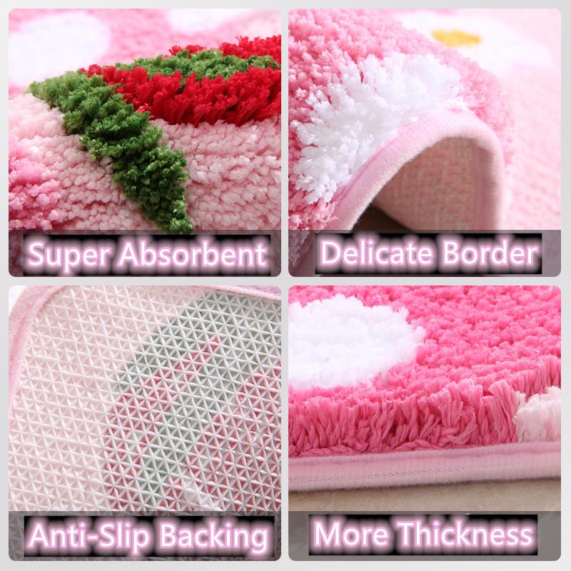 Inyahome Inside Plush Floor Mats Strawberry Bath Mats Rugs Decor Funny Tufted Microfiber Bath Rug Super Cozy Quick Dry Floor Mat
