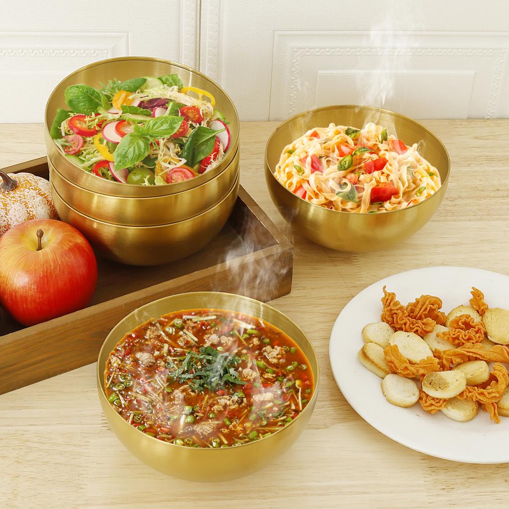 5Pcs Salad Bowl Stainless Steel Noodles Bowl Kitchen Food Container Fruit Snacks Ice Cream Small Rice Bowl 5.9in Dipping Bowl