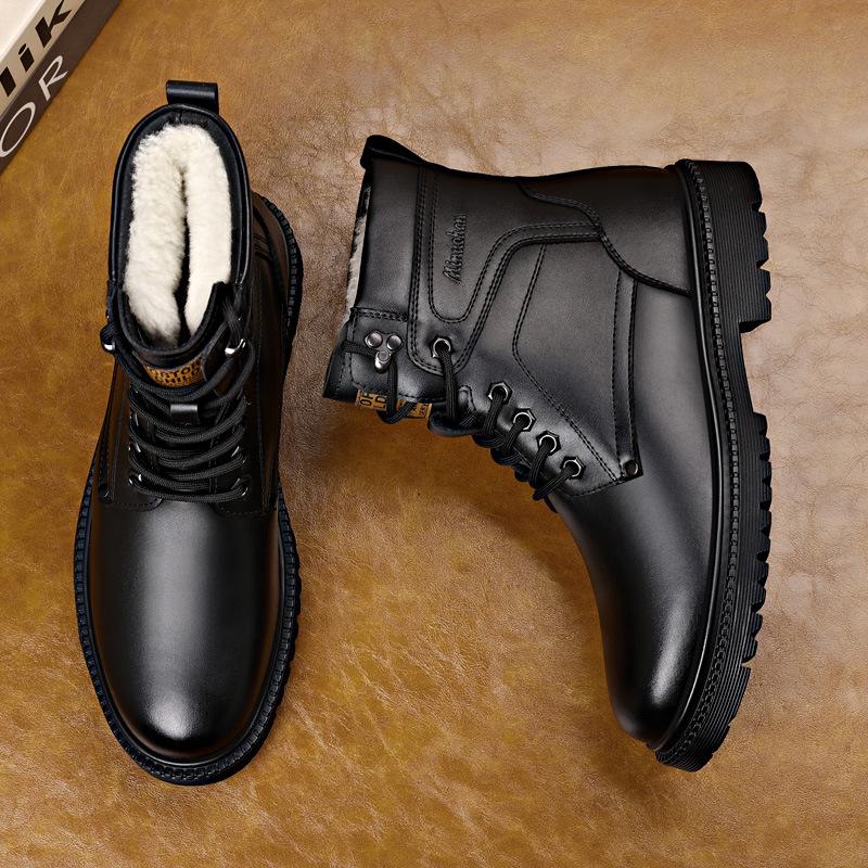 

Мужские зимние ботинки Мартин больших размеров с шерстяной подкладкой - Нескользящие и теплые. 45