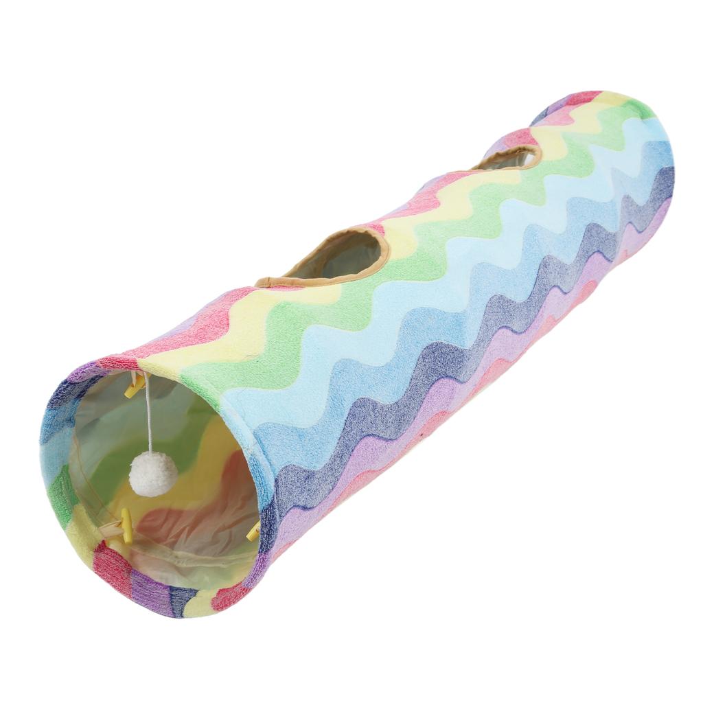 Cat Plush Tunnel Toy Collapsible Cat Tunnel with Ball for Rabbits Kittens Ferrets Puppy and Dogs