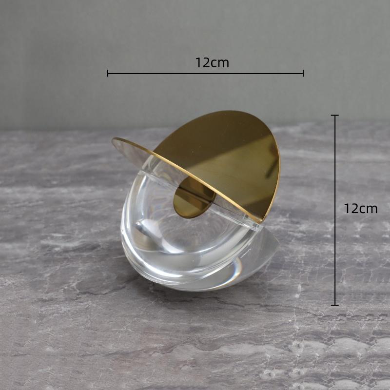 Geometric Crystal Marble Metal Decoration Metal Handicraft Hemicycle Decorative Figurines Home Decoration Accessories