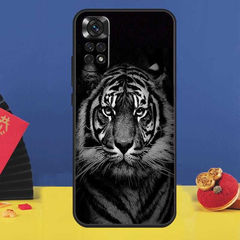 

Черно-белый монохромный чехол TIGER для Xiaomi Redmi Note 14 Pro 12 11 9 10 13 15 Pro Plus 10C 12C 13C 14C 15C Redmi Note 12 Pro 5G