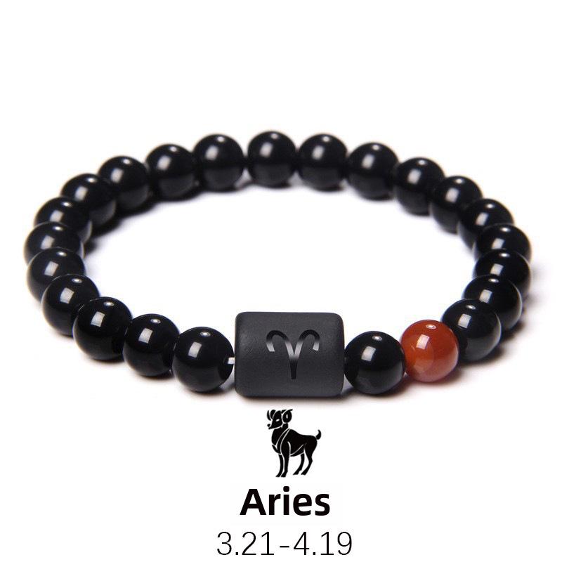 Zodiac Obsidian Bracelets: Elastic Beaded Design for Men and Women, Softly Wraps Around Fingers.
