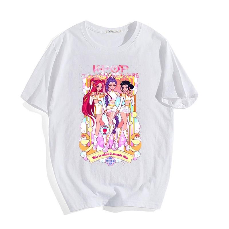 Kpop Demon Hunters Print Casual T Shirt Girls New Summer Tops Fashion Clothes Women Short Sleeve T-shirts