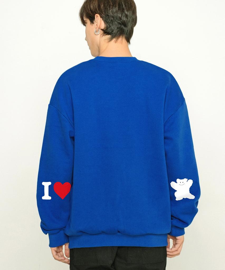 GRAVER [Unisex] Elbow I Love Bear Sweatshirt_Cobalt Blue