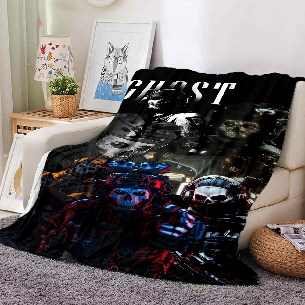 Simon Ghost Print Flannel Blanket High Quality Warm Comfortable Cover for All Seasons Perfect for Gifts Home Decor