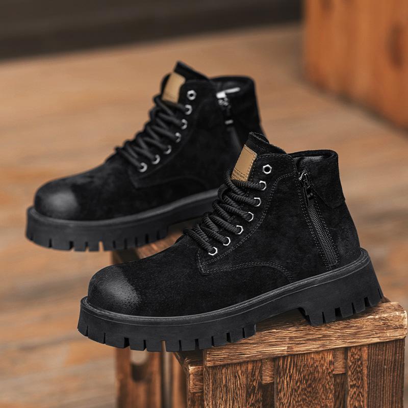 Men's Leather Shoes High Top Lace-up Motorcycle Ankle Boots for Men Luxury  Designers All-match Winter Boots Man Shoes