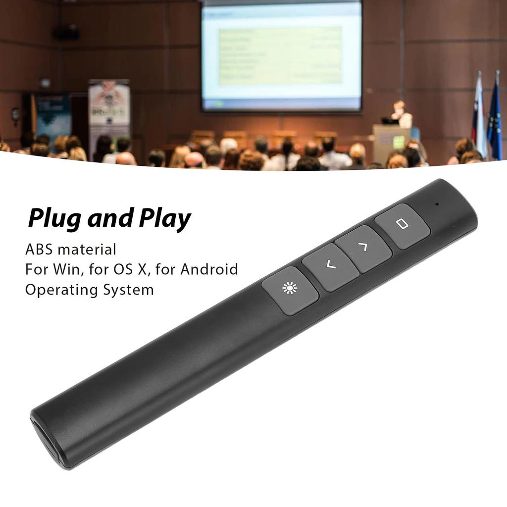 Präsentations-Clicker, 2,4 G RF-Chip, ABS-Silikontasten, tragbare Plug-and-Play-Fernbedienung für kabellose Presenter für das Büro