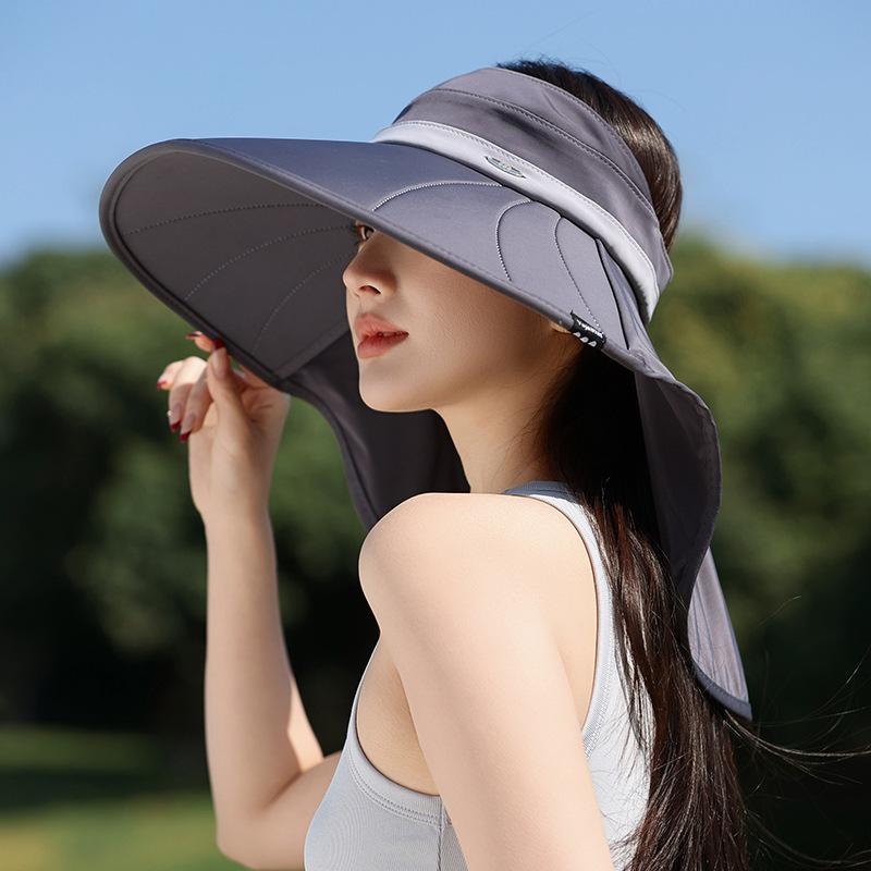 

Шляпа от солнца, женская модная, цветная, с большим карнизом, с защитой от ультрафиолета, пустая верхняя часть, шляпа от солнца из ледяного шелка, солнцезащитная шляпа-ведро one size fits all темно-серого