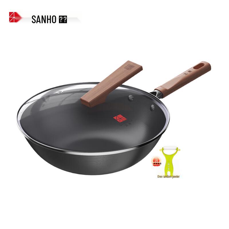 SANHO 32cm Nitrogen-Treated Non-stick Iron Wok