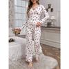 European American Style Sexy Casual Long Sleeve Long Pants Two Piece Pajama Set For Women