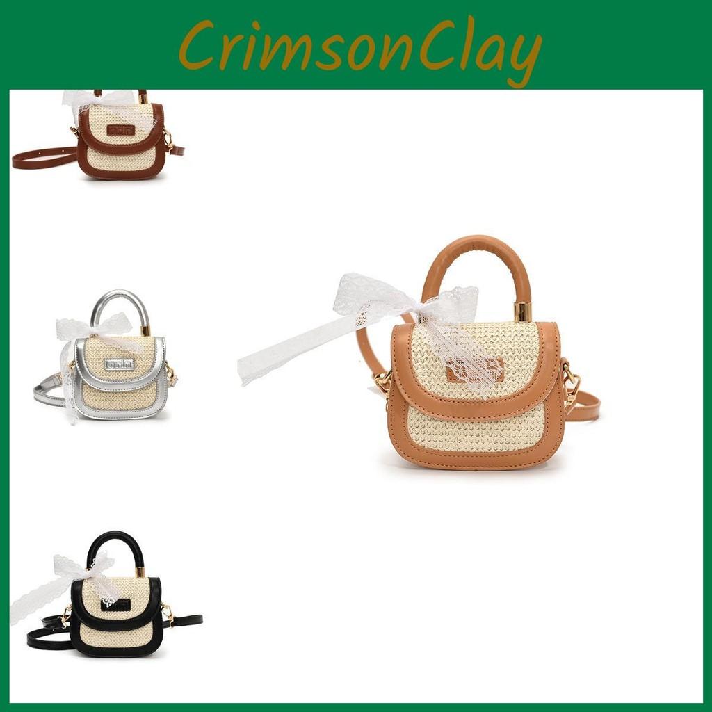 Knitted Princess Handbag Kids Shoulder Bag With Neutral Colors Easy Matching