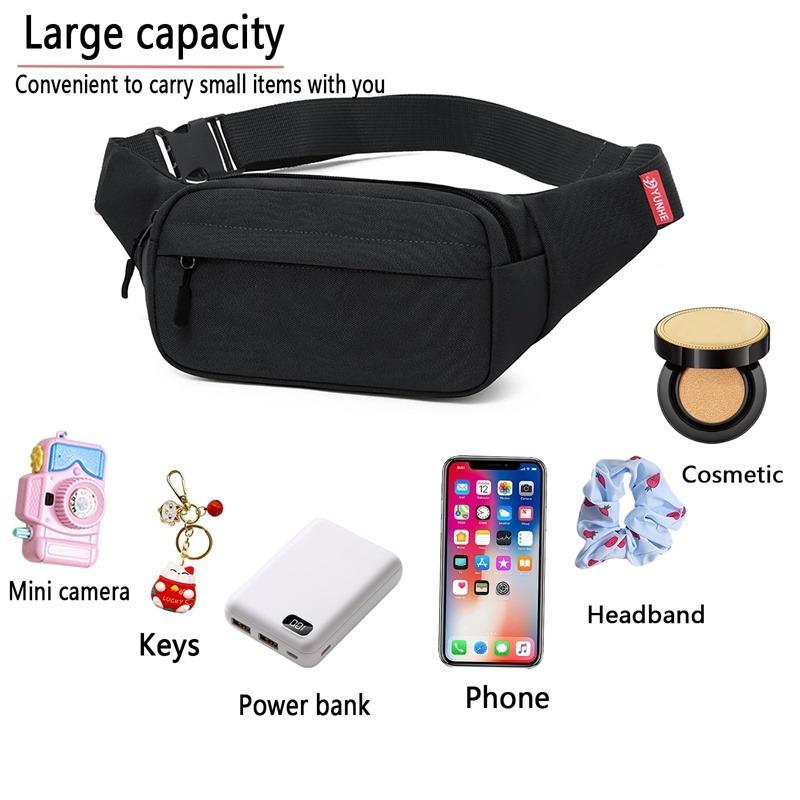 Men's and Women's Universal Models Waist Bag Crossbody Bags Sports Cell Phone Bags Solid Color Large Capacity Chest Bag