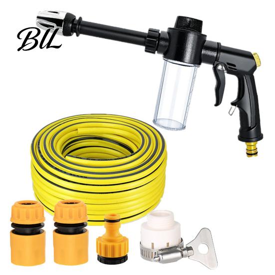 Versatile Garden Hose Nozzle with Foam Cannon, 3 Spray Modes, High-Pressure Car Wash Sprayer Nozzle, Heavy Duty Booster for Washing Outdoor