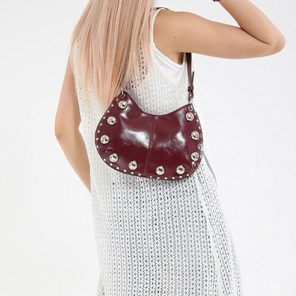 Crossbody Bag Rivets PU Underarm Bag Small Pack Shoulder Bag Portable Punk Style Handbags  Girls