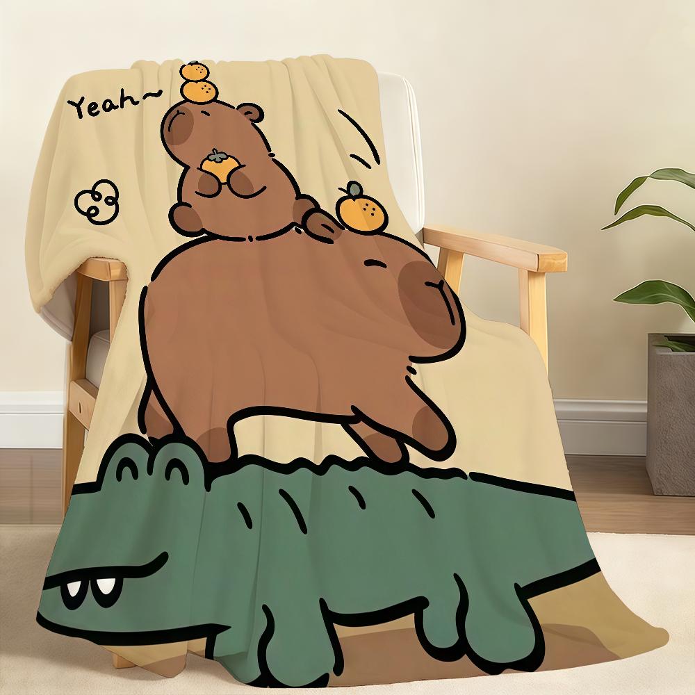 Capybara Cartoon Cute Blanket Soft Throw Blanket for Home Bedroom Bed Sofa Picnic Travel Office Rest Cover Blanket Gift 75x90cm