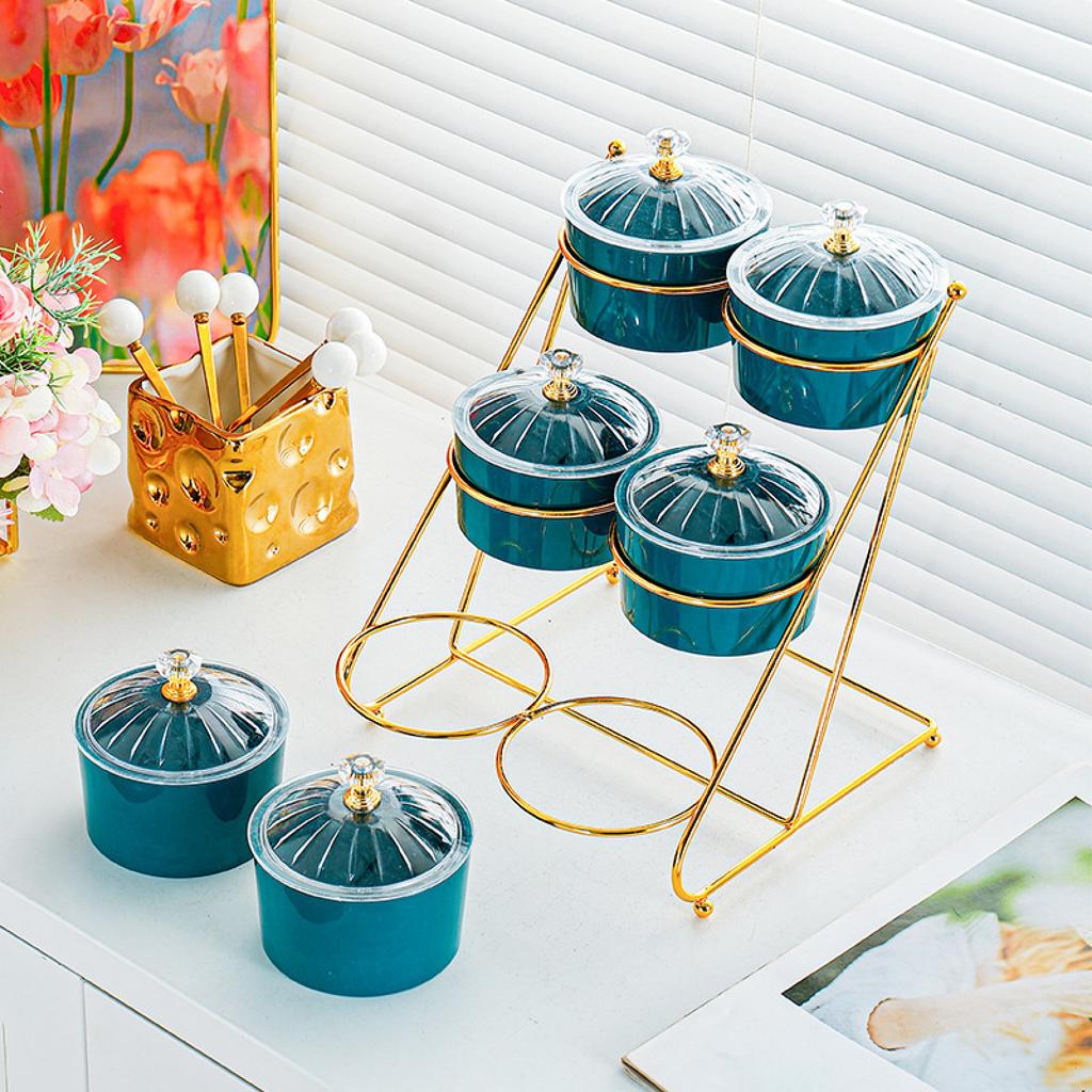 Nut and Candy Serving Tray with Lid Nordic Serving Platter 6 Snack Serving Bowls for Nuts Home Appetizer Kitchen Wedding