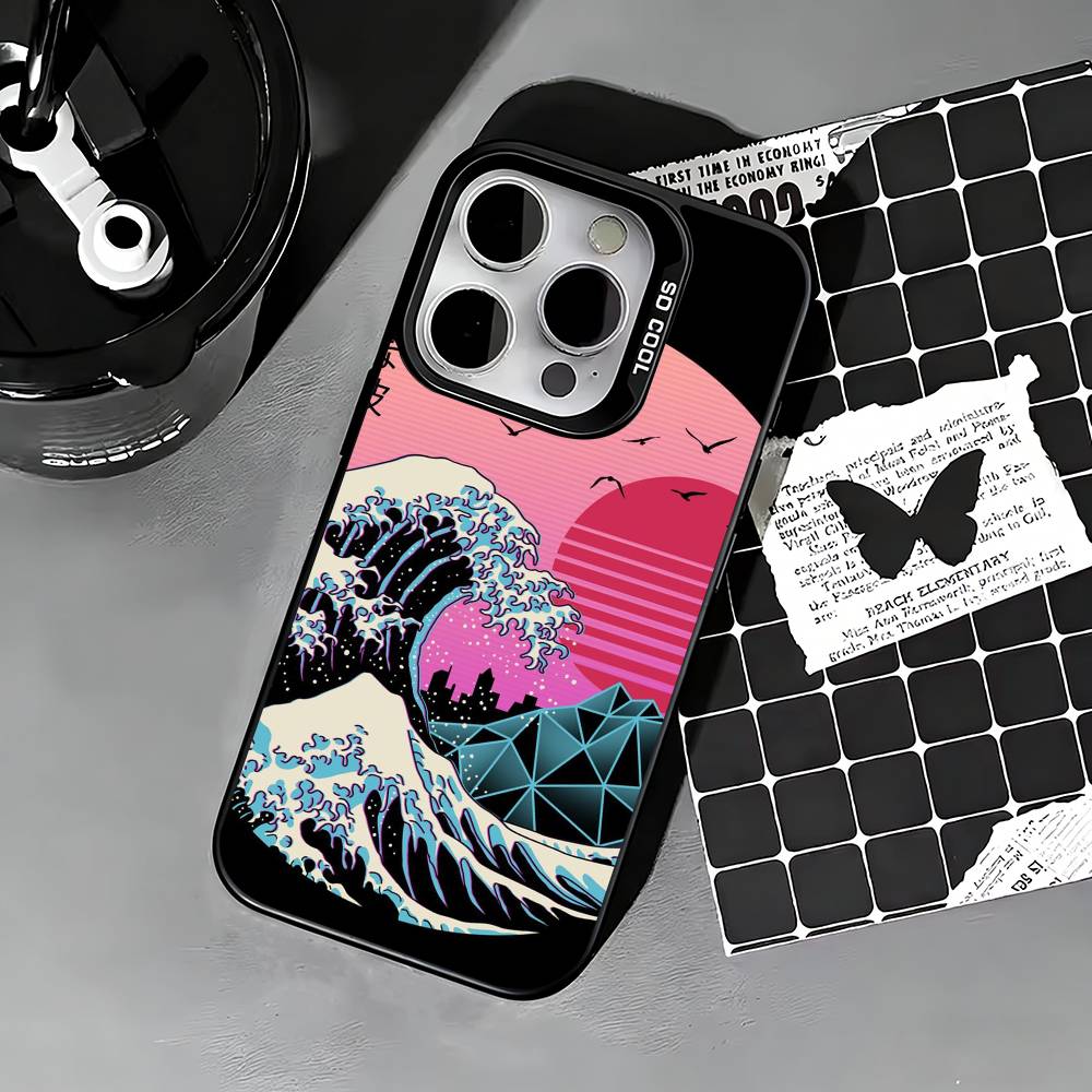 G-Great Wave Off Kanagawa Phone Case For iPhone 17,16,15,14,13,12,11 Plus,Pro Max,XS,Colored silver phone case