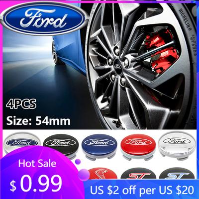 Car Sticker 2026 Ford 4pcs 54mm 5.4cm Wheel Hub Logo Fitting For The Ford Focus Fusion Fiesta Mustang ST F-150 Mondeo Center Hub