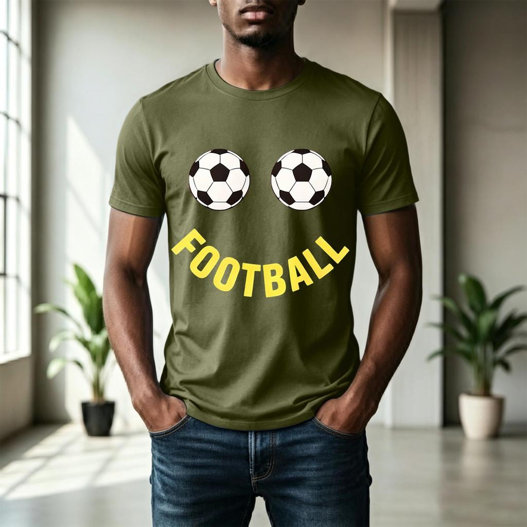 Men's Short Sleeve Crew Neck T-Shirt with Football Print Graphic Casual Fit Comfortable Soft Fabric Lightweight Design