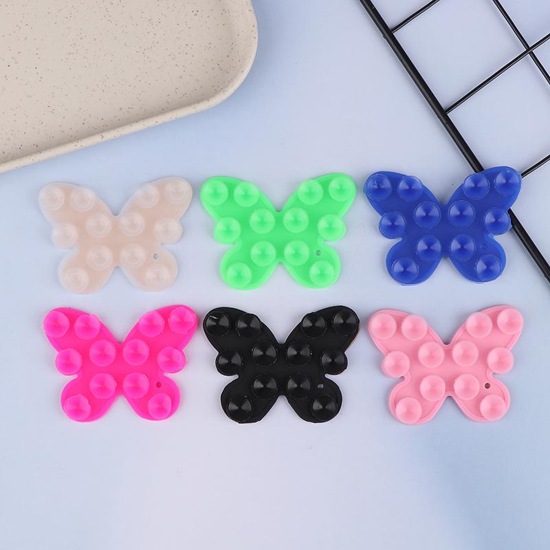 1 szt. Silikonowy uchwyt na telefon w kształcie jabłka/motyla, przyssawka, wspornik, podkładka samoprzylepna do mocowania, przyssawka do telefonu komórkowego