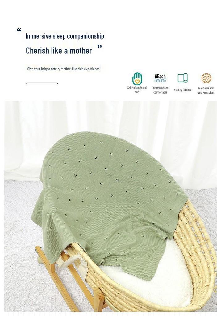 Breathable Pure Cotton Knit Baby Swaddle Blanket for Newborns