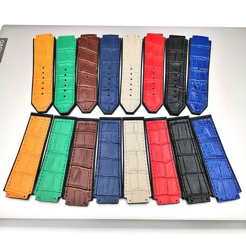 Genuine leather Watch Strap For HUBLOT Big Bang Series Bottom silicone Watch Bracelet 25mm-19mm Men's Accessories