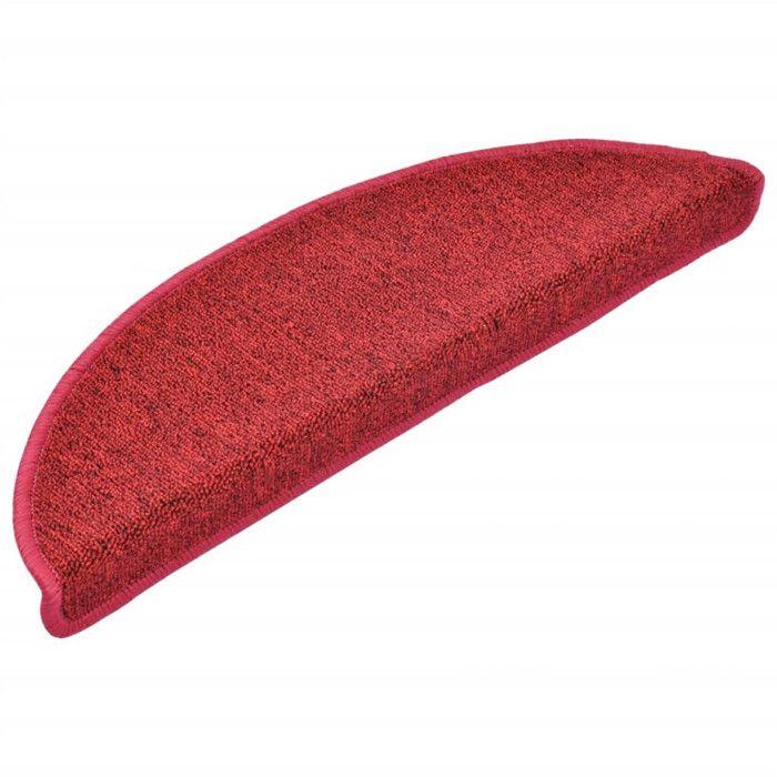 VidaXL Tapis d'escalier 15 pièces 56 x 17 x 3 cm Bordeaux Demi-rond 133881