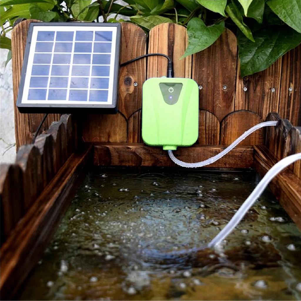 2 L / min 3 Colors Solar Powered Oxygenator Water Pump USB Oxygen Pond Turbine Water Museum Air Pump for Plants Fish Tank Home Garden