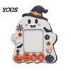 Seasonal Table Centerpieces Halloween Wooden Photo Frame, Cute Ghost Pumpkin Picture Vertical Display Stand Rustic Festive Holder for Holiday