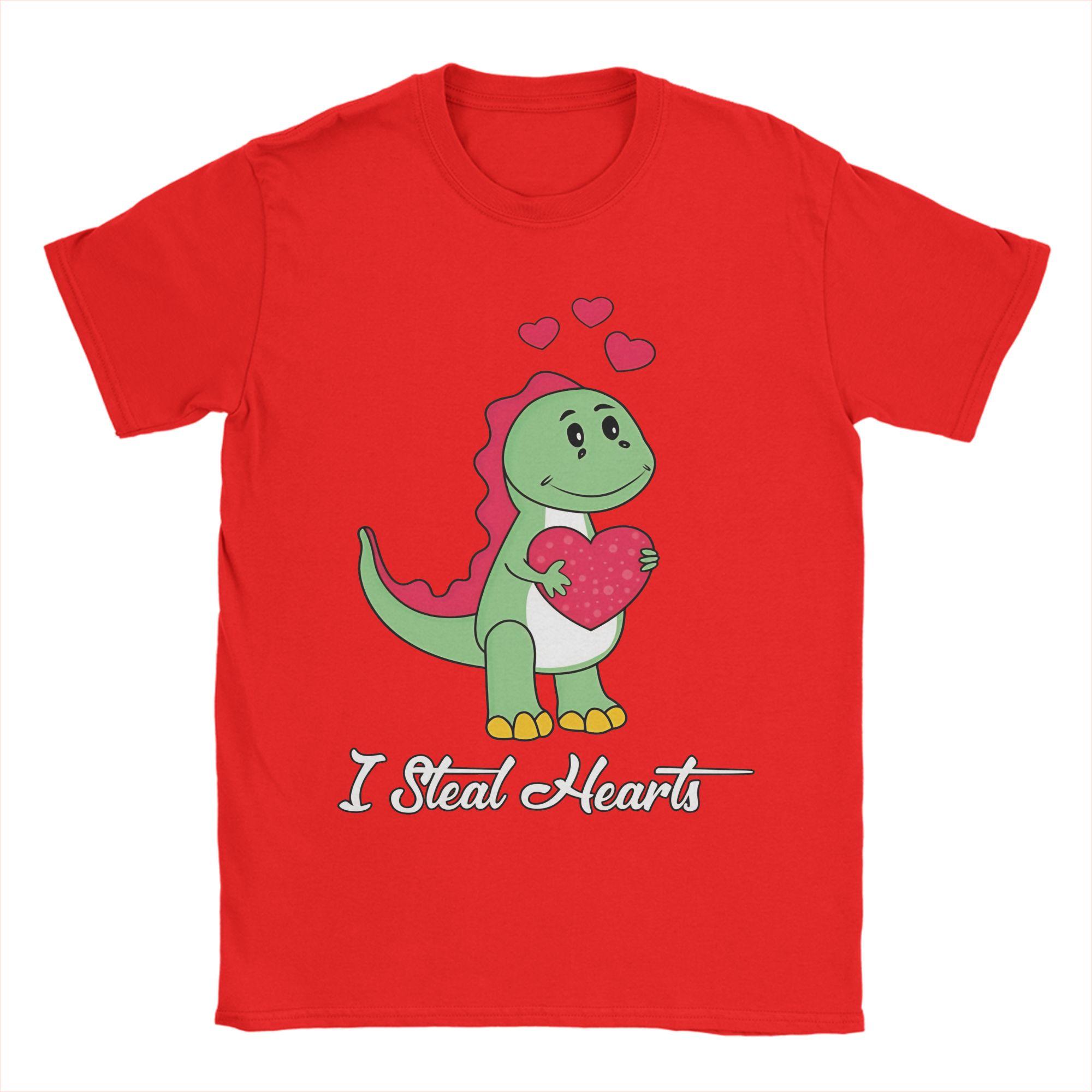 I Steal Hearts Trex Dino Cute T Shirt Unisex Pure Cotton Funny TShirt Crew Neck Tee Shirt Short Sleeve Tops Gift Idea S