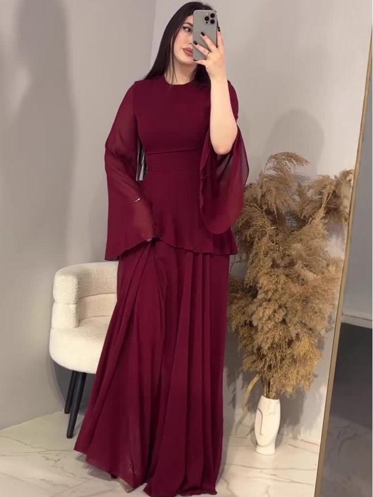 Elegant Women's Long Sleeve Waist-Cinching Summer Dress 2025